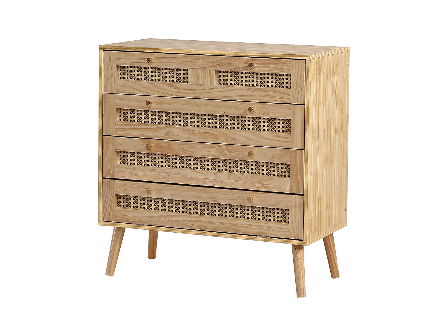 Commode classique en rotin 4 tiroirs et rangement