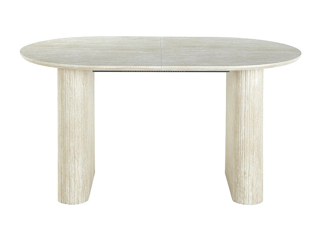 Mesa de comedor extensible de 75x90x150-230 cm de diseño ovalado en color beige Petra