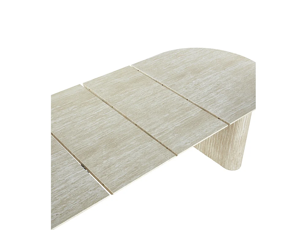 Mesa de comedor extensible de 75x90x150-230 cm de diseño ovalado en color beige Petra