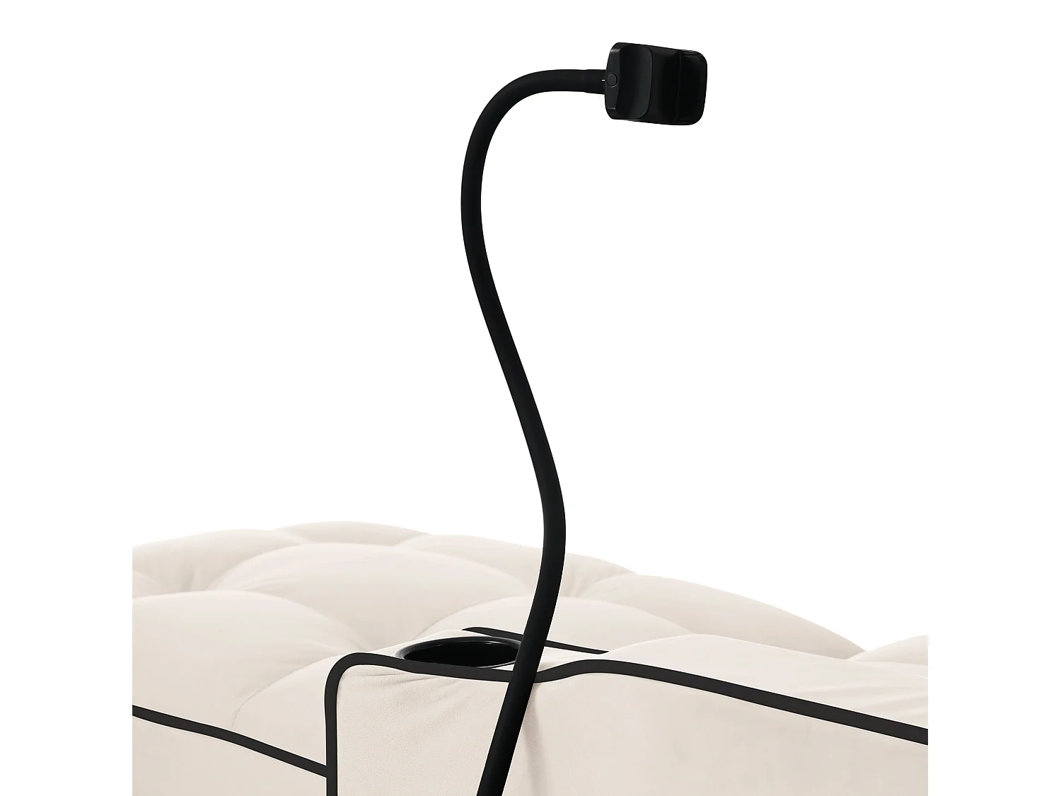 URBAN MEUBLE Fauteuil relax manuel convertible 3-en-1 beige velours support téléphone