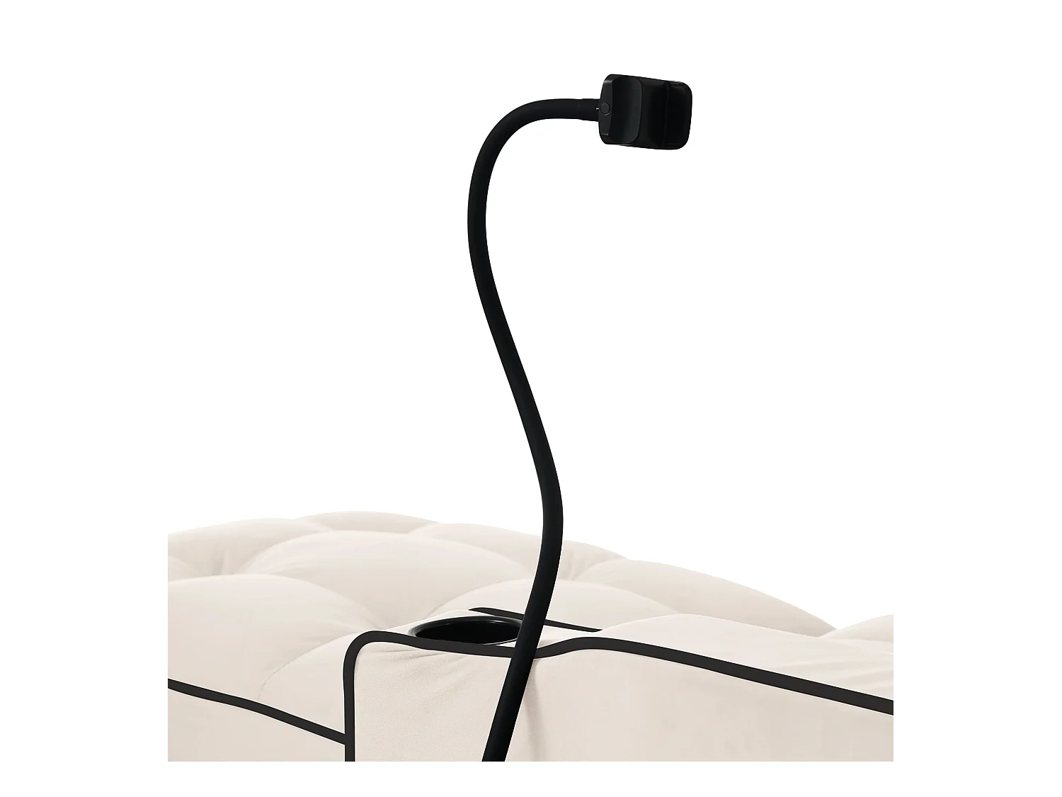URBAN MEUBLE Fauteuil relax manuel convertible 3-en-1 beige velours support téléphone