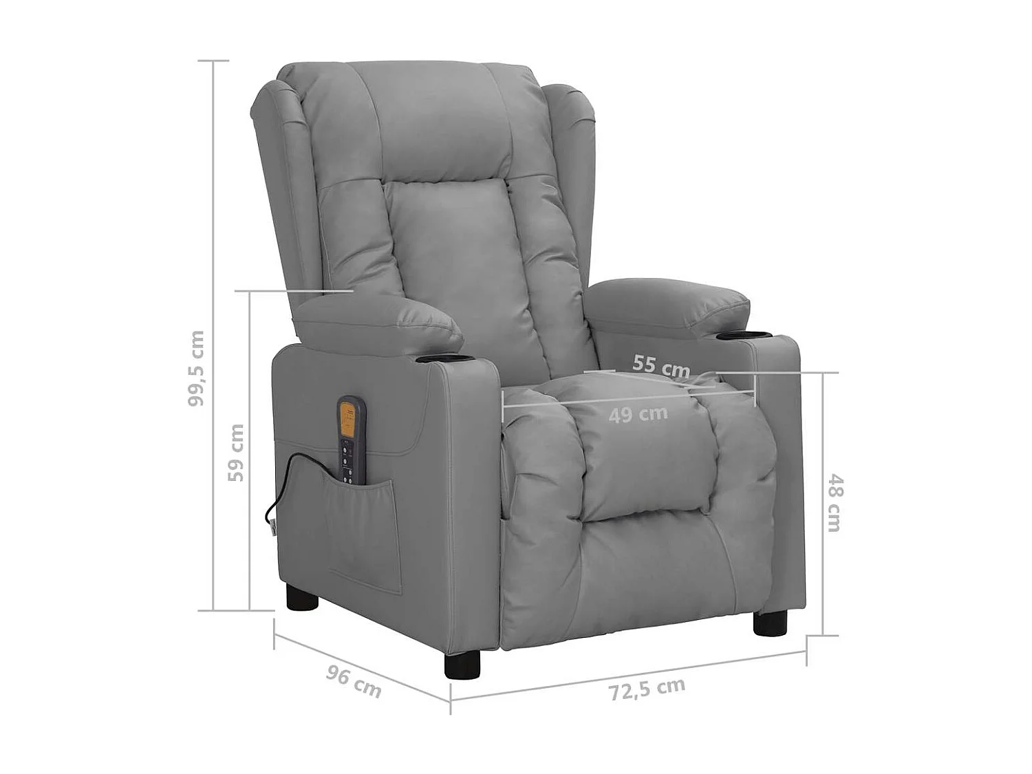 Sta-op-massagestoel kunstleer grijs