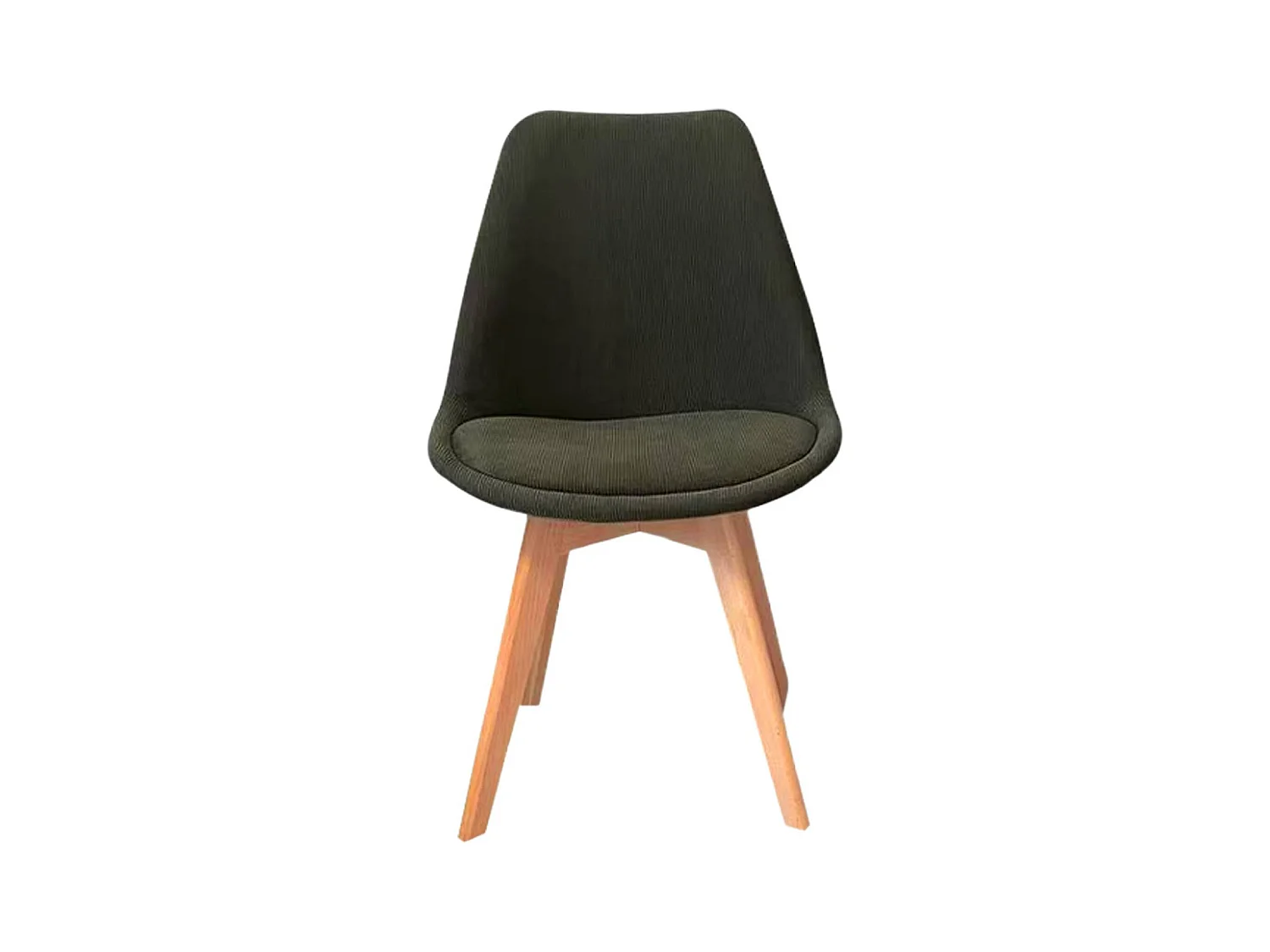 Lot de 4 chaises scandinaves revêtement velours côtelé kaki. pieds bois de hêtre - Nils