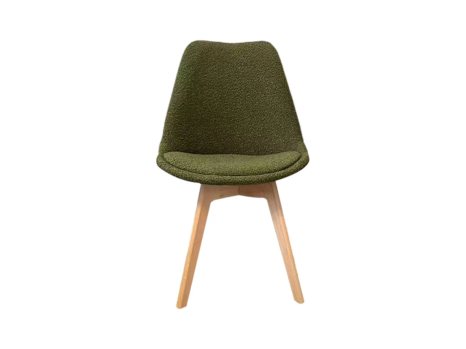 Lot de 4 chaises scandinaves revêtement bouclette texturée kaki. pieds bois de hêtre - Nils