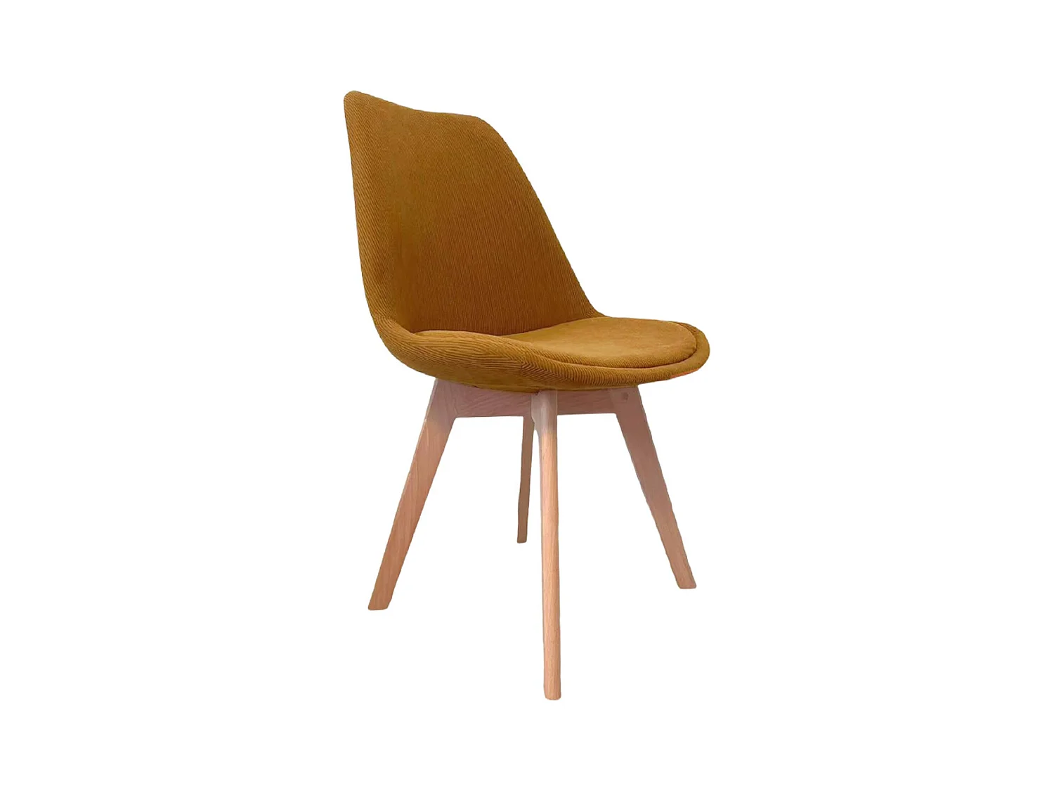 Lot de 4 chaises scandinaves revêtement velours côtelé ocre. pieds bois de hêtre - Nils