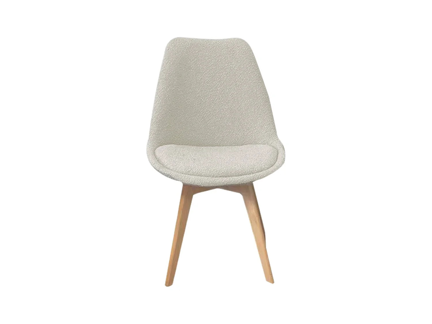 Lot de 4 chaises scandinaves revêtement bouclette texturée blanc. pieds bois de hêtre - Nils