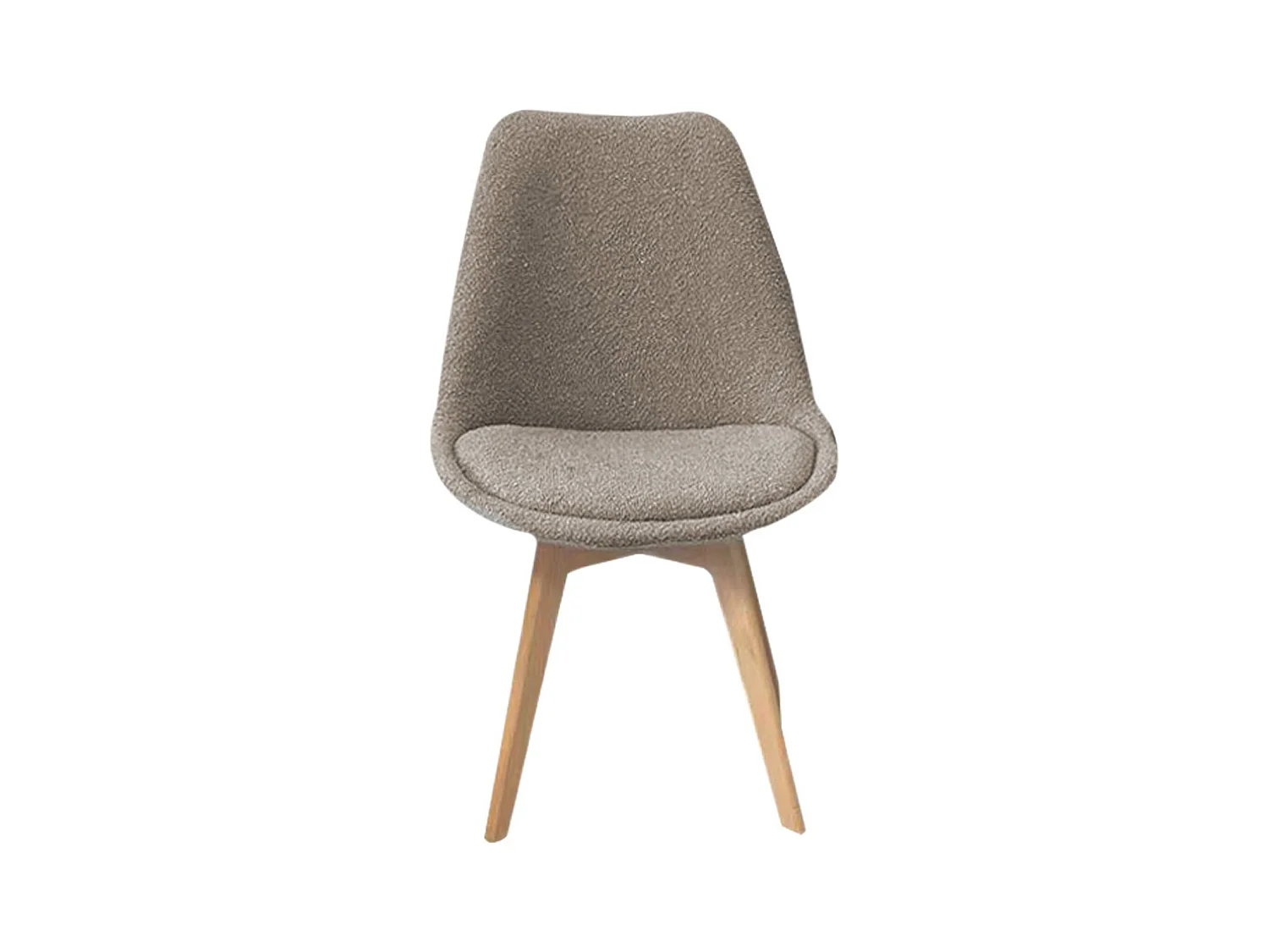 Lot de 4 chaises scandinaves revêtement bouclette texturée taupe. pieds bois de hêtre - Nils