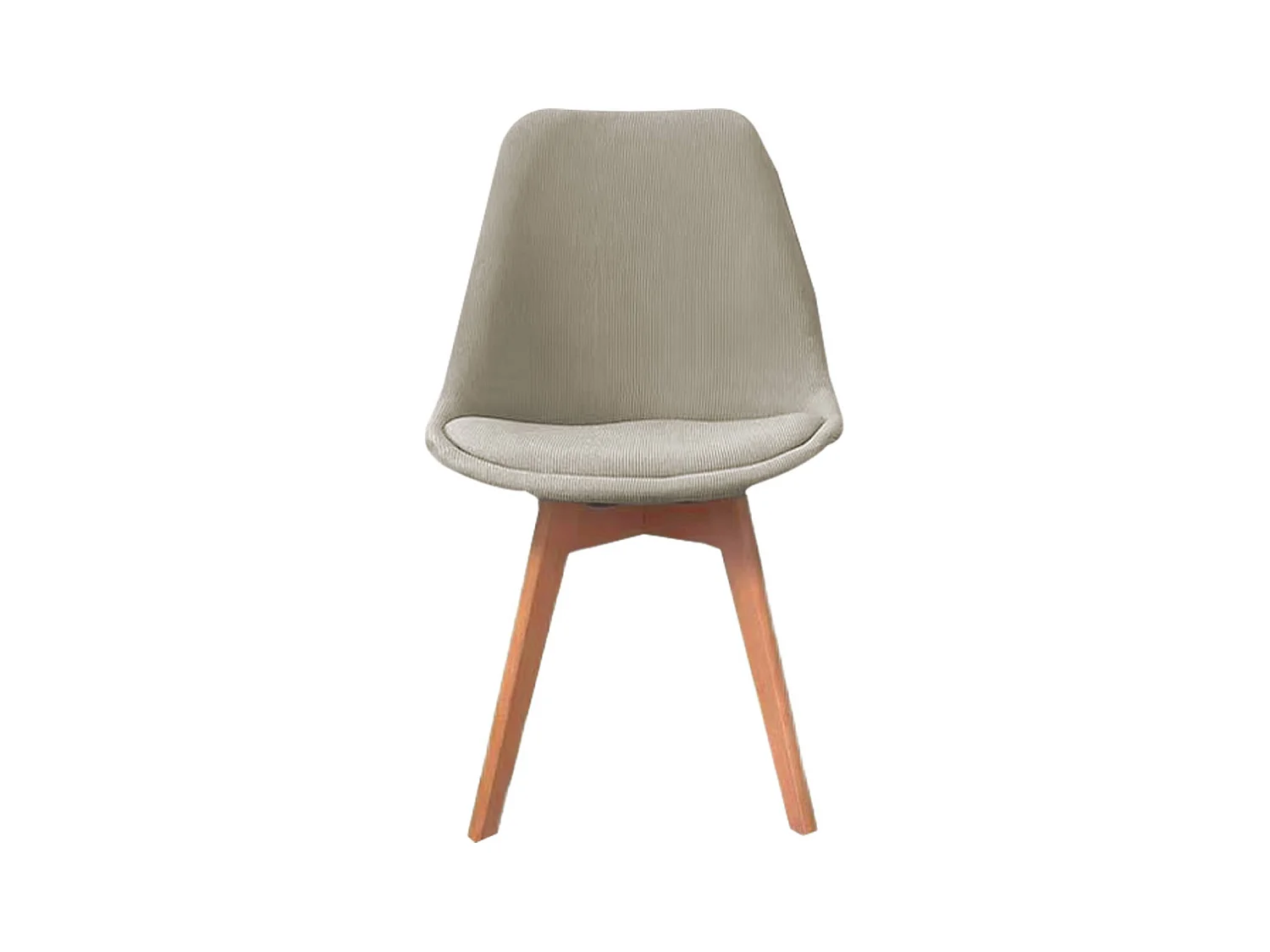 Lot de 4 chaises scandinaves revêtement velours côtelé gris clair. pieds bois de hêtre - Nils