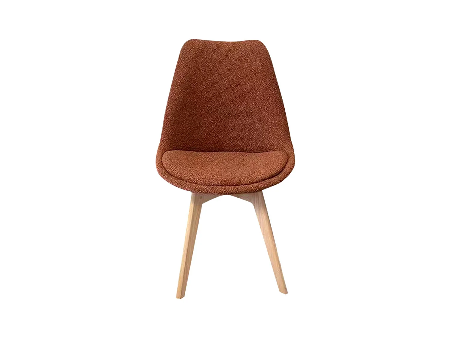 Lot de 4 chaises scandinaves revêtement bouclette texturée terracotta. pieds bois de hêtre - Nils