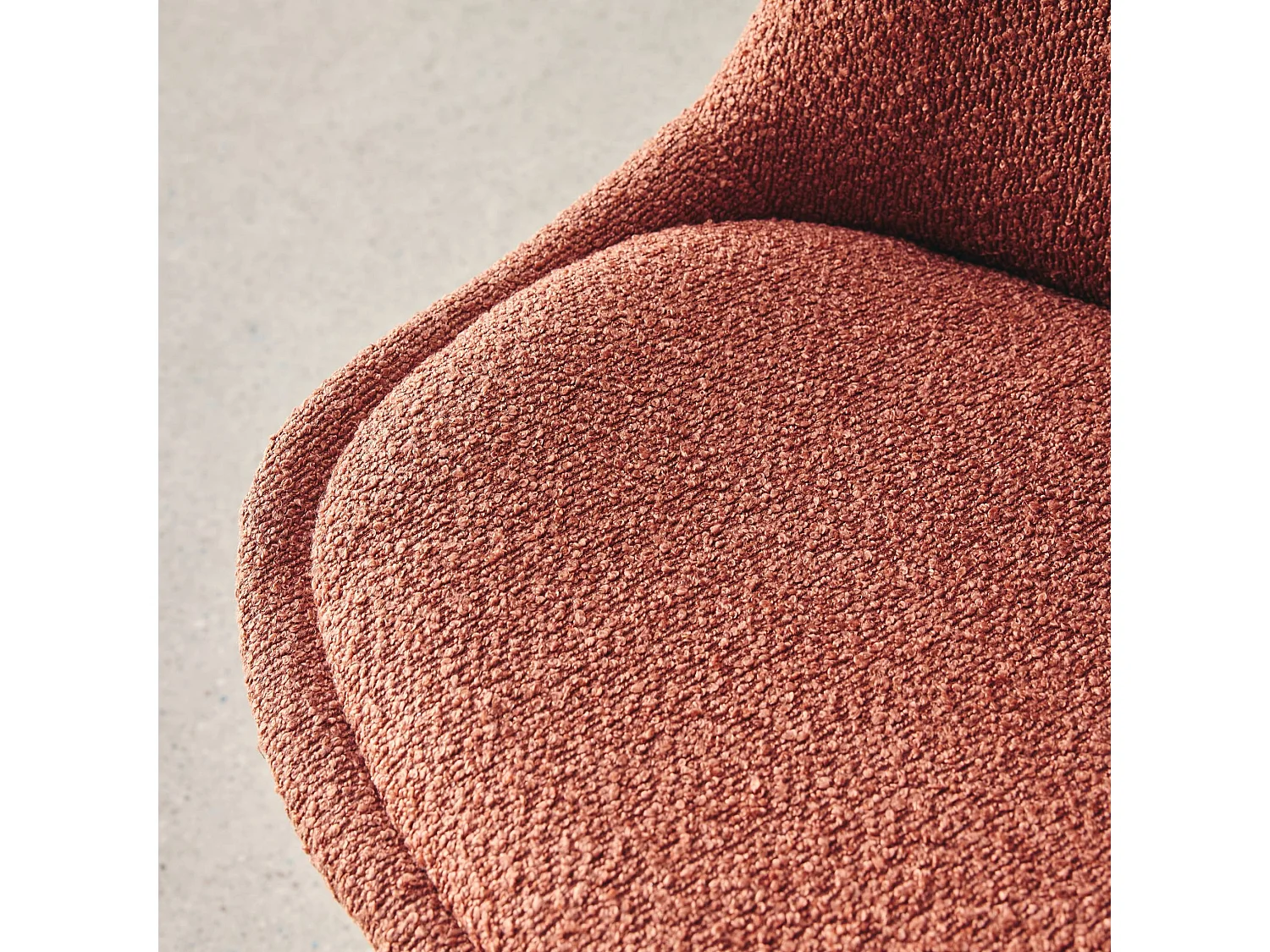 Lot de 4 chaises scandinaves revêtement bouclette texturée terracotta. pieds bois de hêtre - Nils