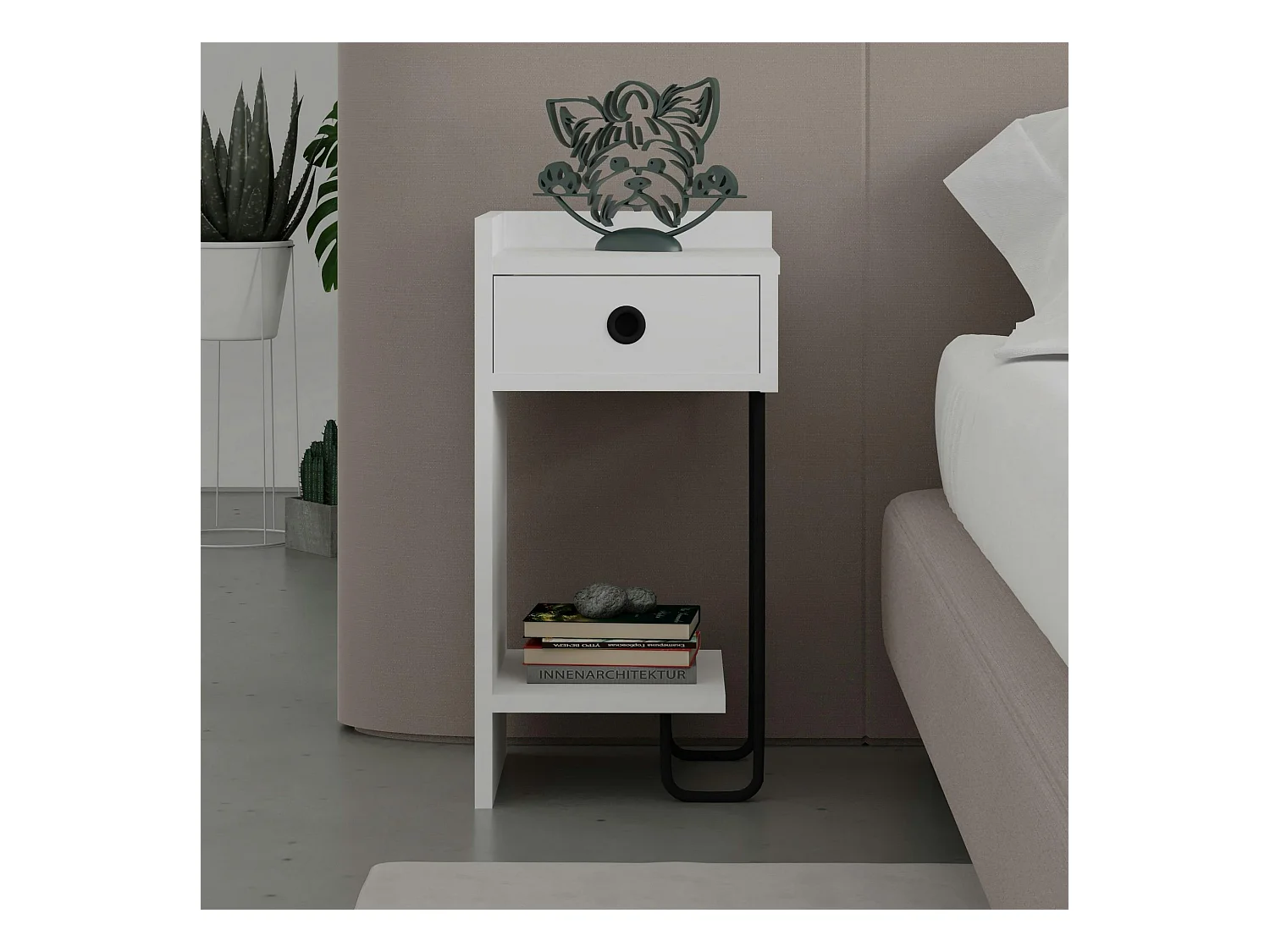 Chevet blanc moderne - 1 niche ouverte, côté gauche JENA