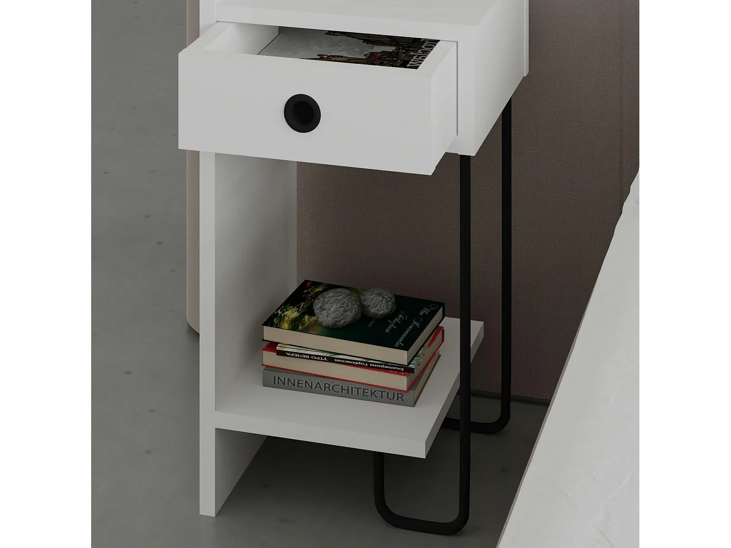 Chevet blanc moderne - 1 niche ouverte, côté gauche JENA