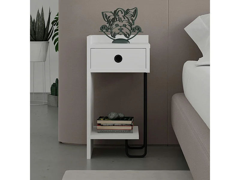 Chevet blanc moderne - 1 niche ouverte, côté gauche JENA