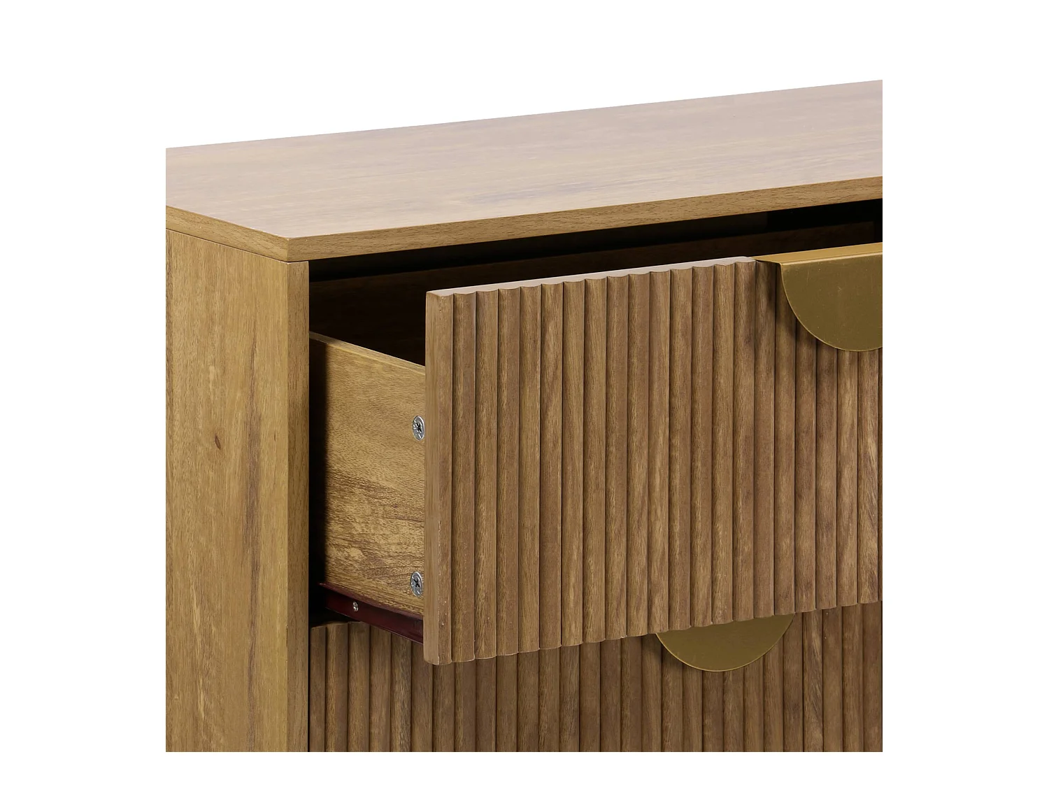 Commode décor bois de manguier rainuré 6 tiroirs - 120 x 39 x 79 cm - Celian