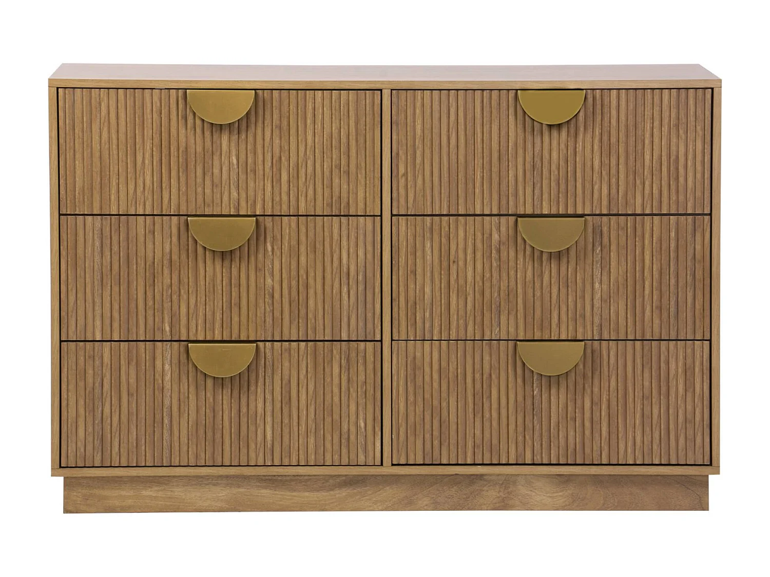 Commode décor bois de manguier rainuré 6 tiroirs - 120 x 39 x 79 cm - Celian