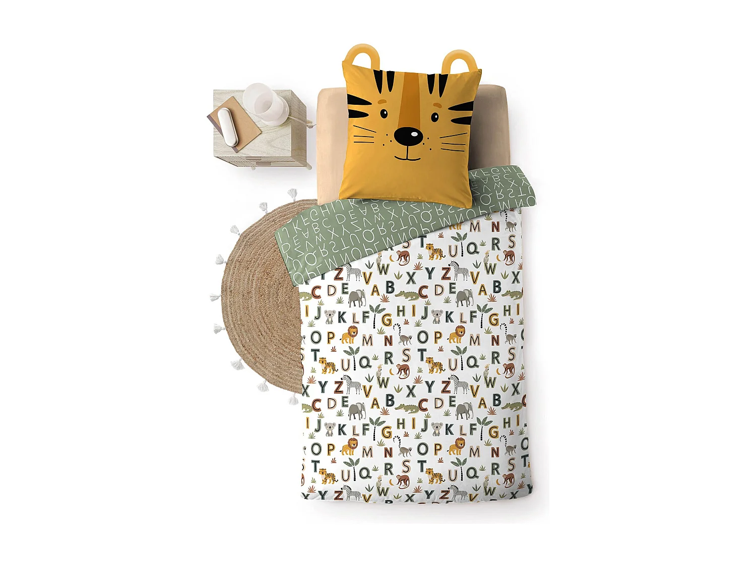 Parure de lit enfant réversible 140x200 coton Douceur d'Intérieur Tigry