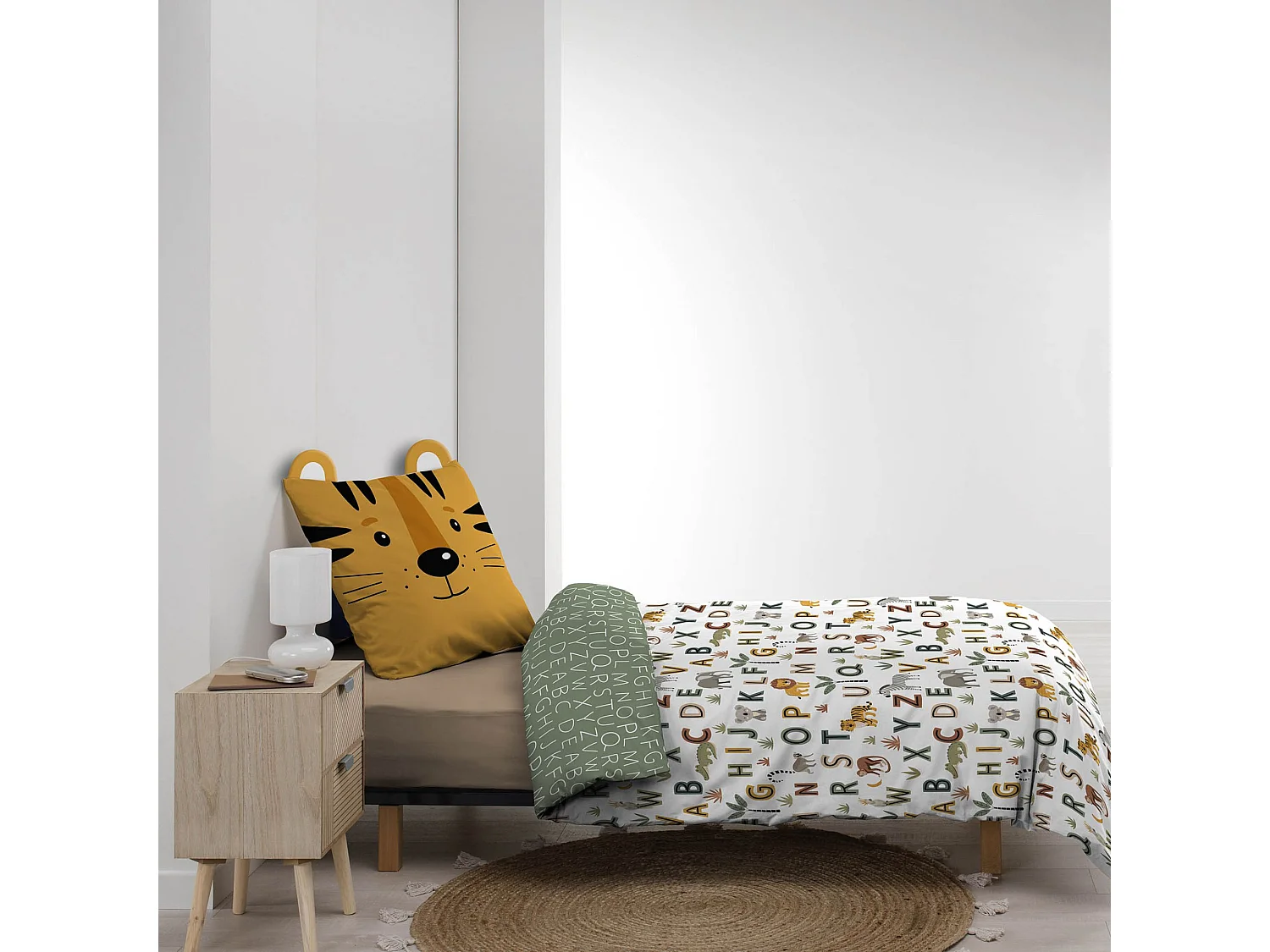 Parure de lit enfant réversible 140x200 coton Douceur d'Intérieur Tigry