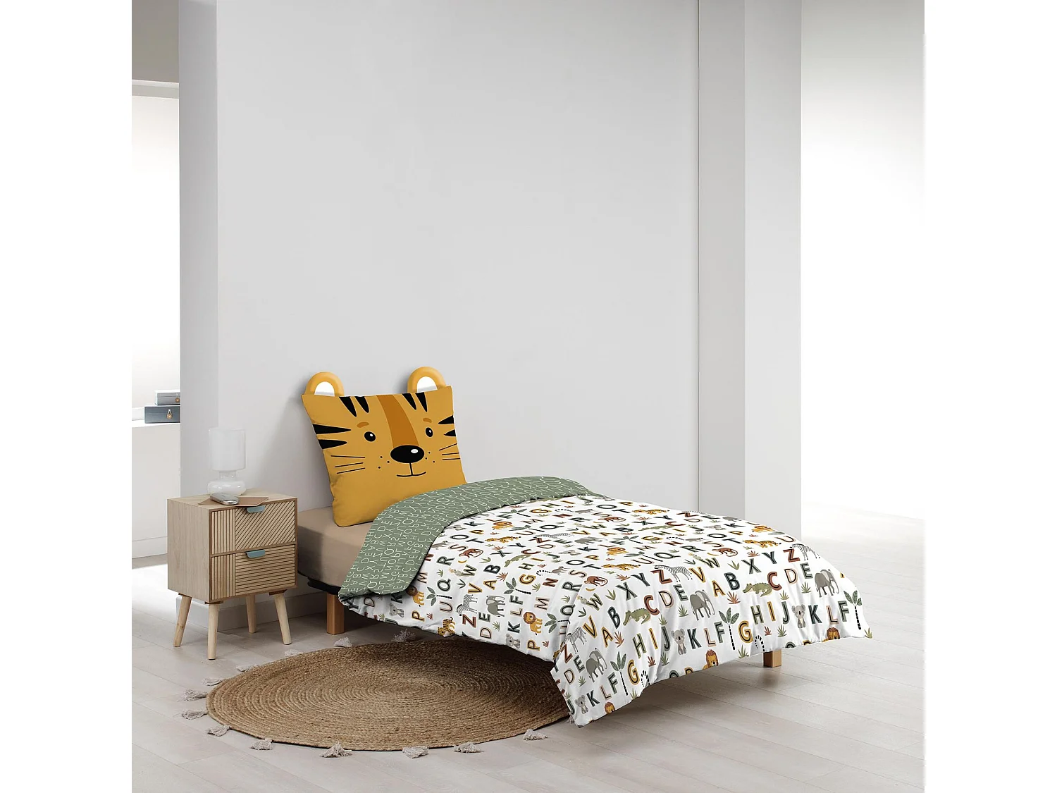 Parure de lit enfant réversible 140x200 coton Douceur d'Intérieur Tigry