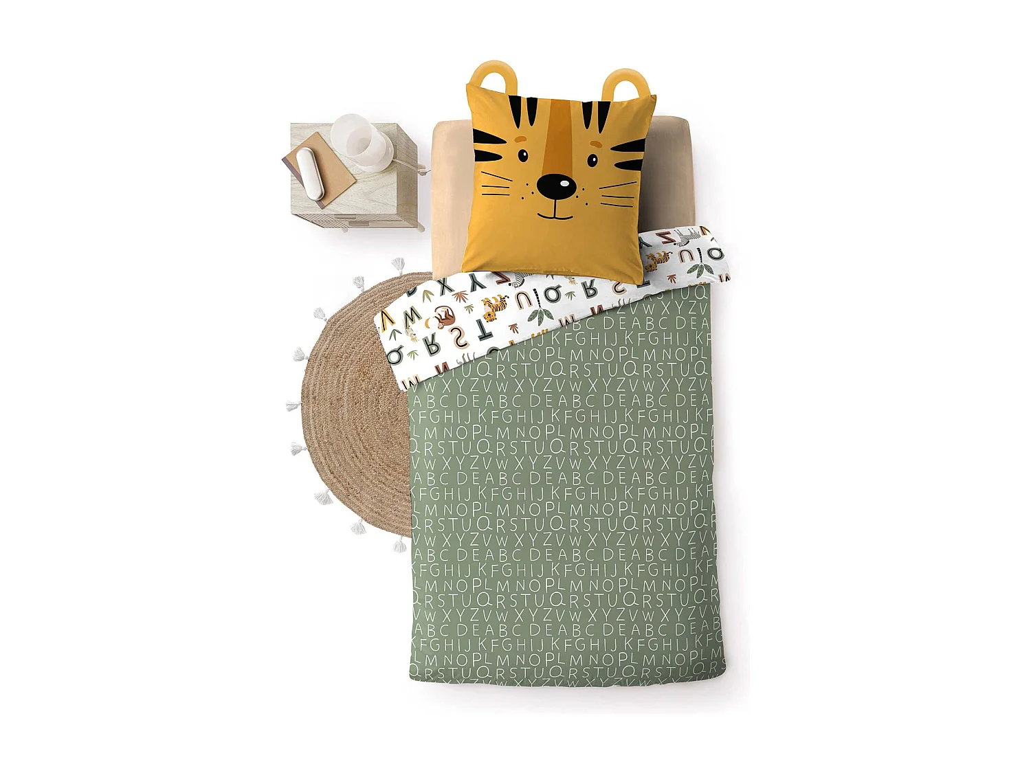 Parure de lit enfant réversible 140x200 coton Douceur d'Intérieur Tigry