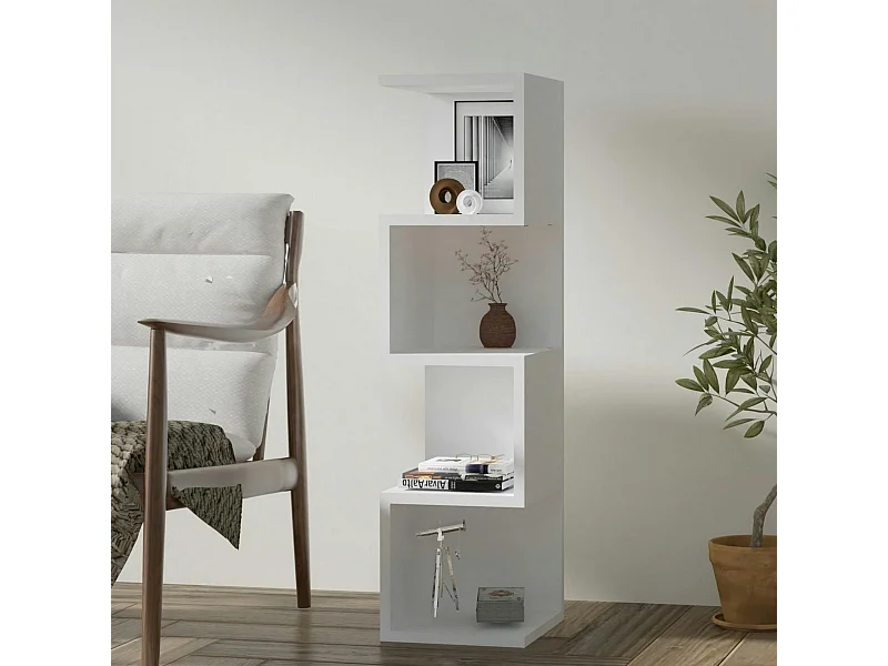 Étagère colonne design blanche - niches zigzag MARFA