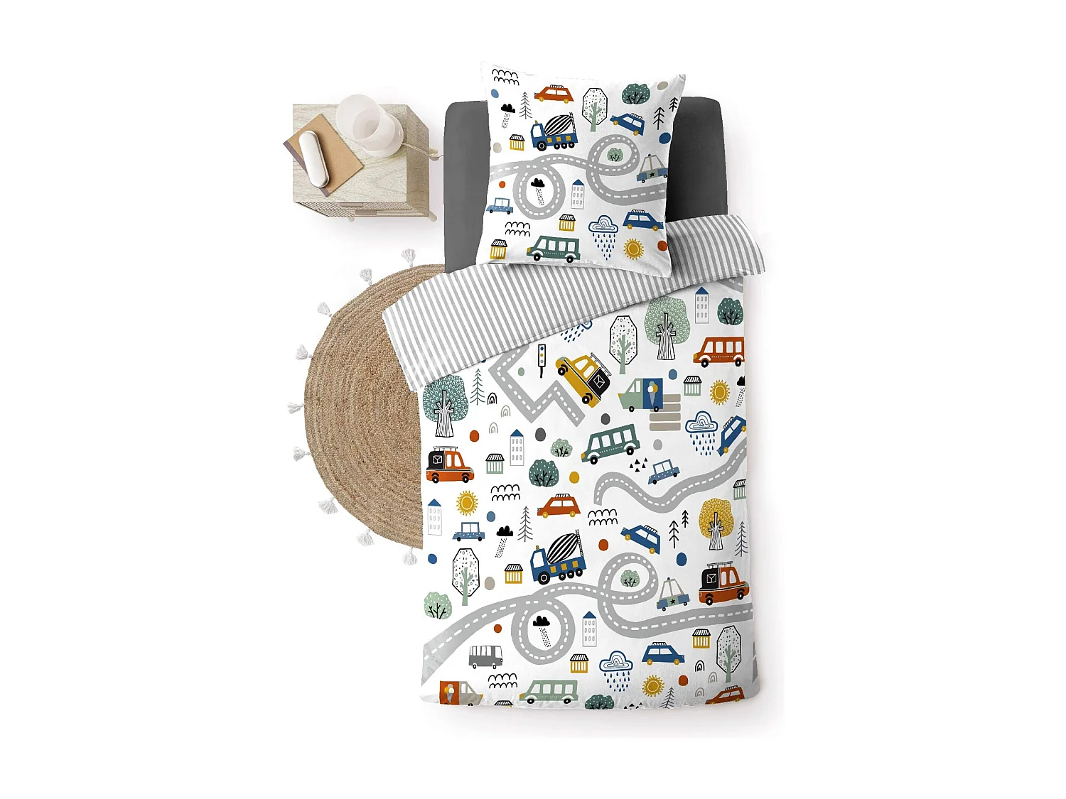 Parure de lit enfant réversible 140x200 coton Douceur d'Intérieur Bolide