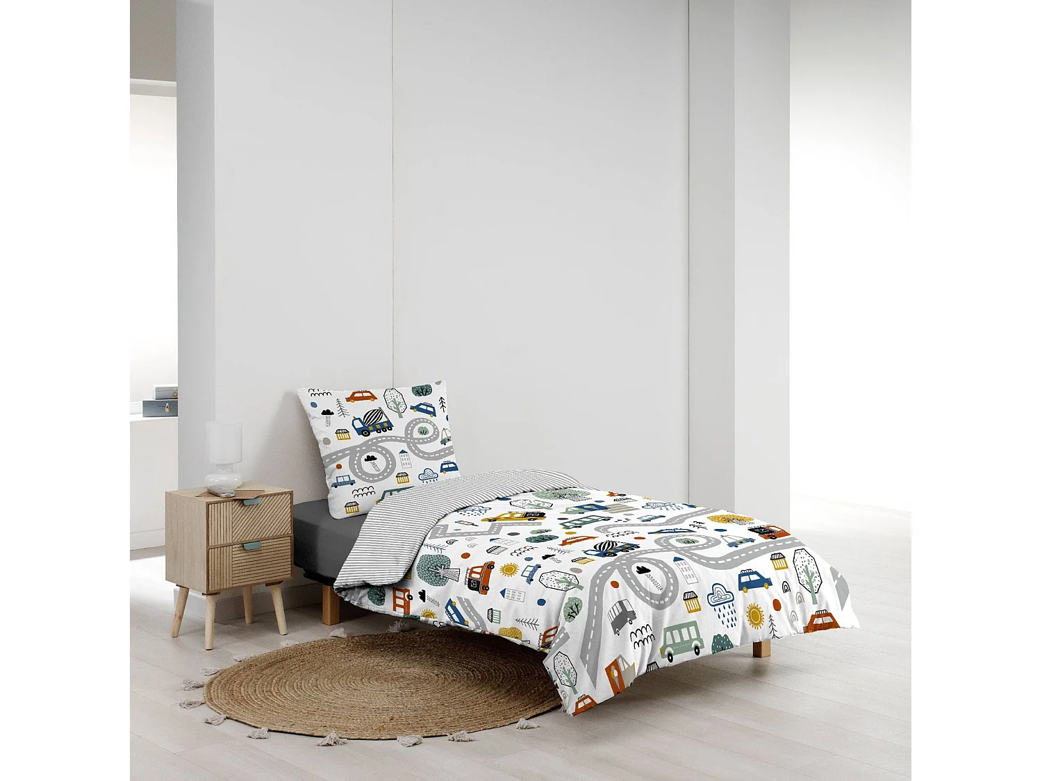 Parure de lit enfant réversible 140x200 coton Douceur d'Intérieur Bolide