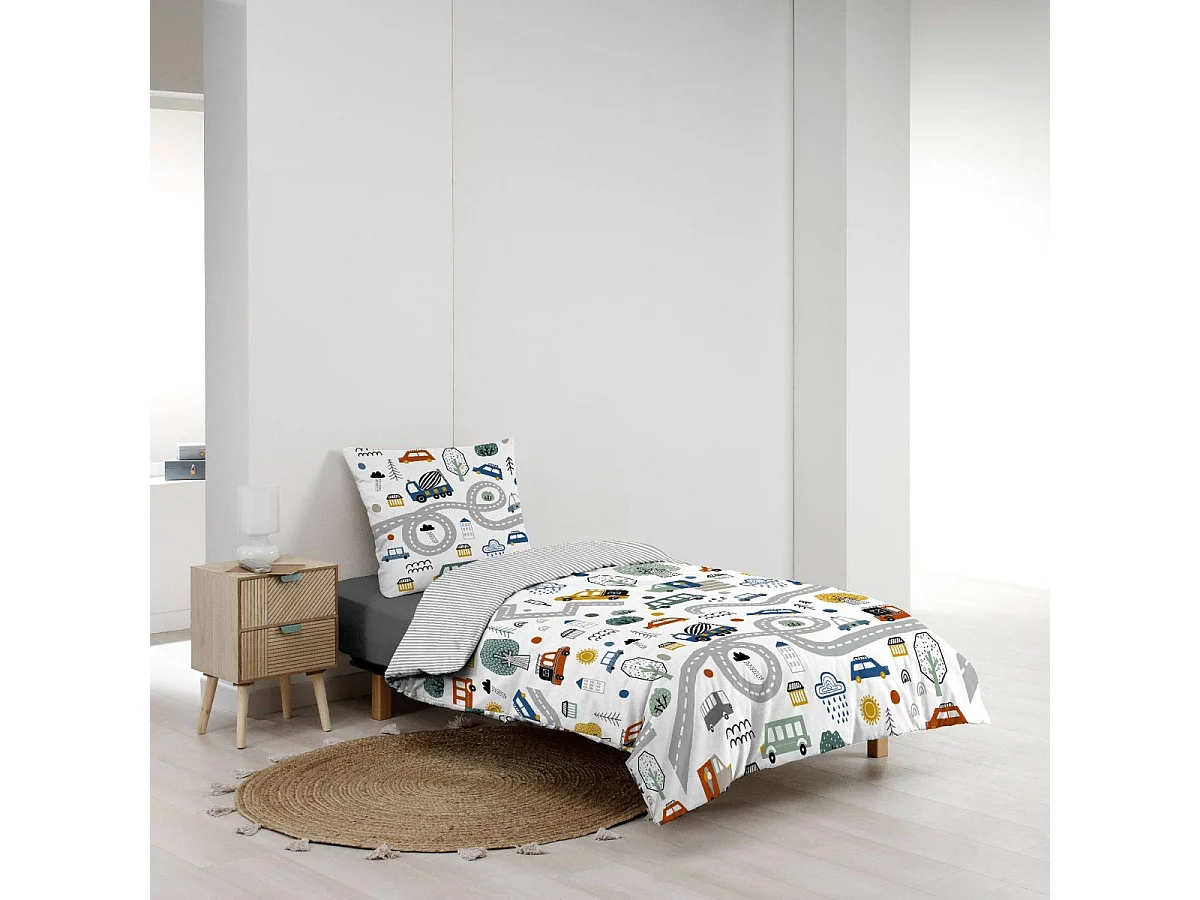 Parure de Lit 2 Pièces "Pti Bolide" 140x200cm Multicolore