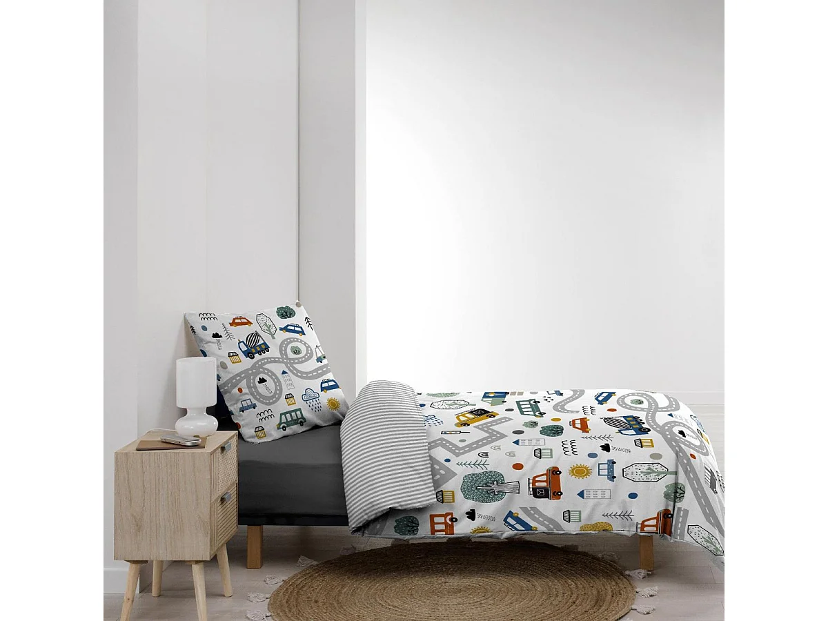 Parure de Lit 2 Pièces "Pti Bolide" 140x200cm Multicolore