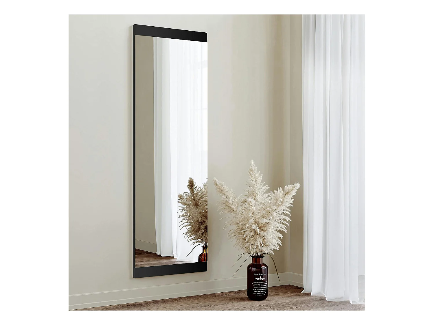 Miroir rectangulaire noir à suspendre ou poser 120 cm CODY