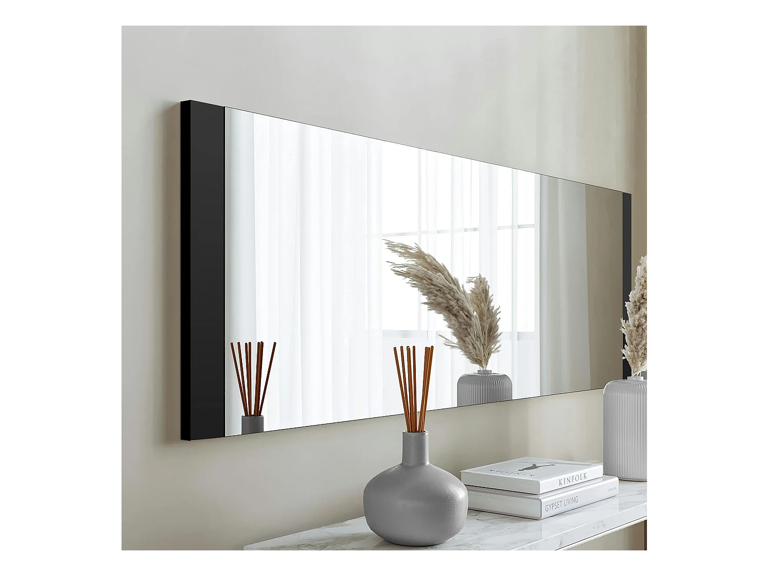 Miroir rectangulaire noir à suspendre ou poser 120 cm CODY
