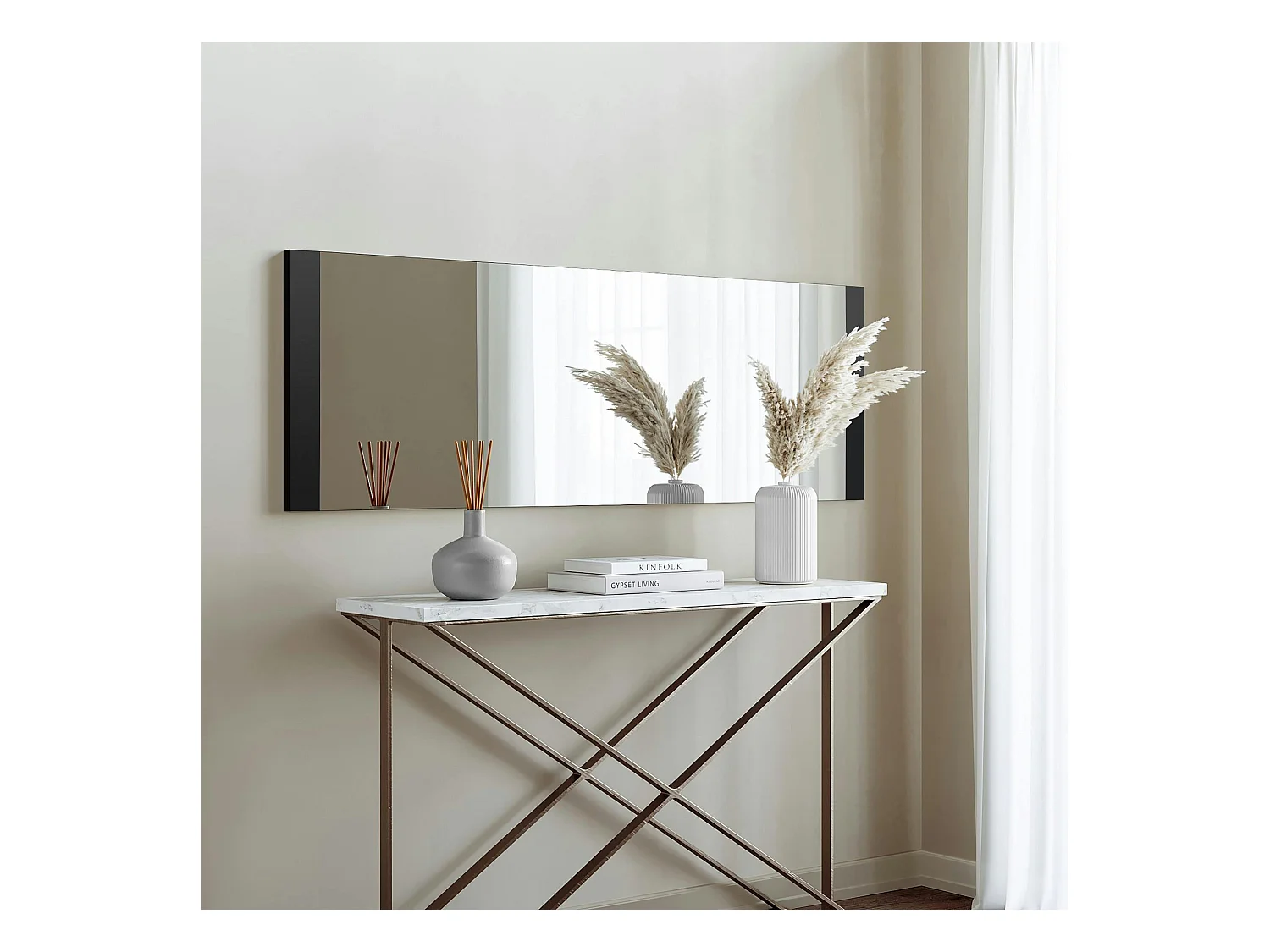 Miroir rectangulaire noir à suspendre ou poser 120 cm CODY