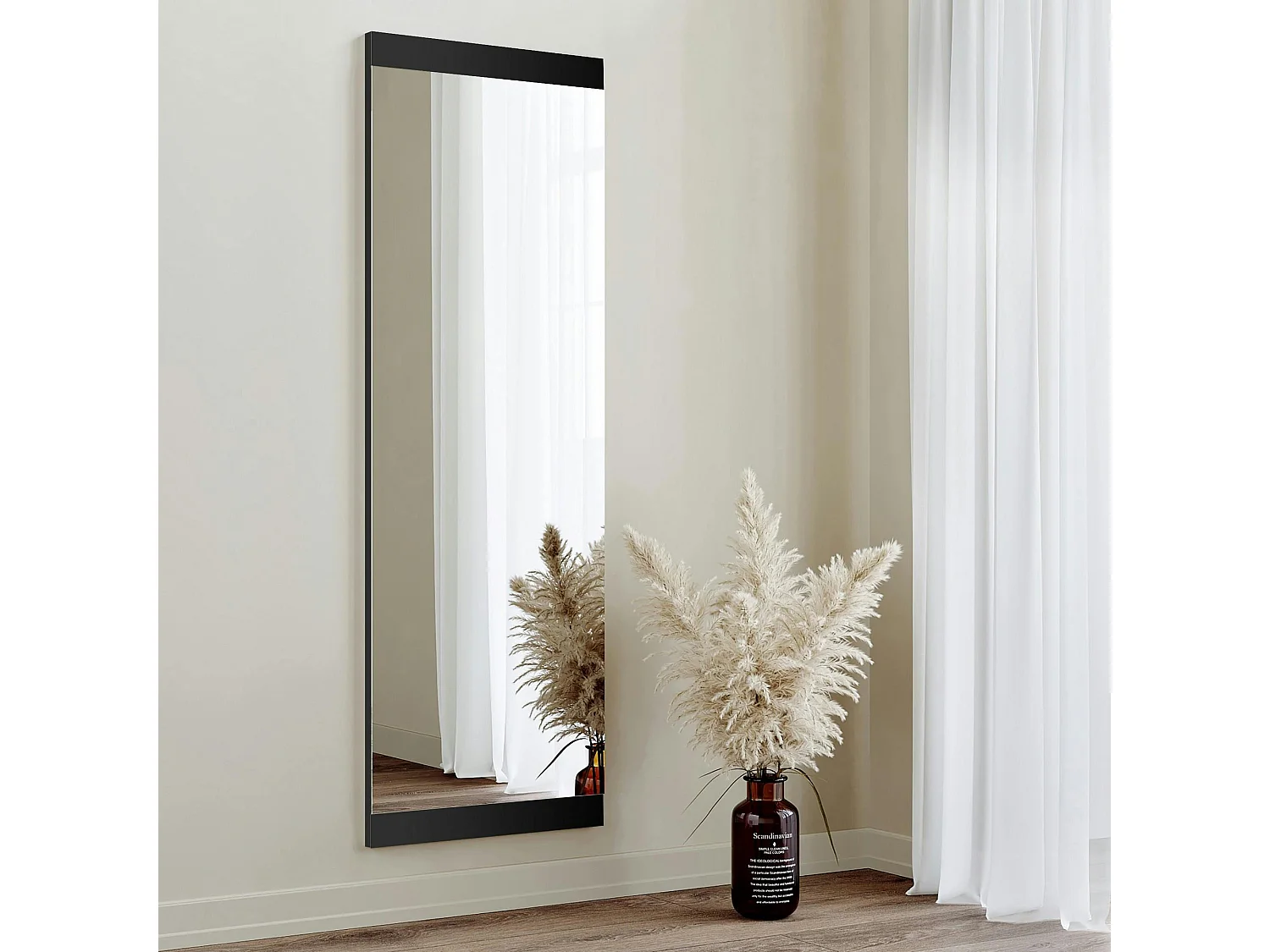 Miroir rectangulaire noir à suspendre ou poser 120 cm CODY