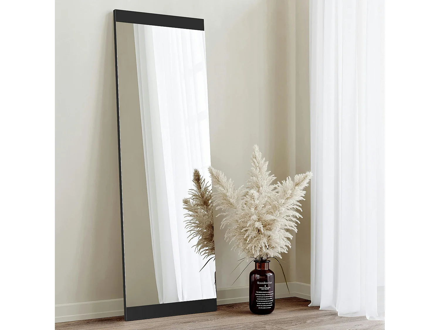 Miroir rectangulaire noir à suspendre ou poser 120 cm CODY