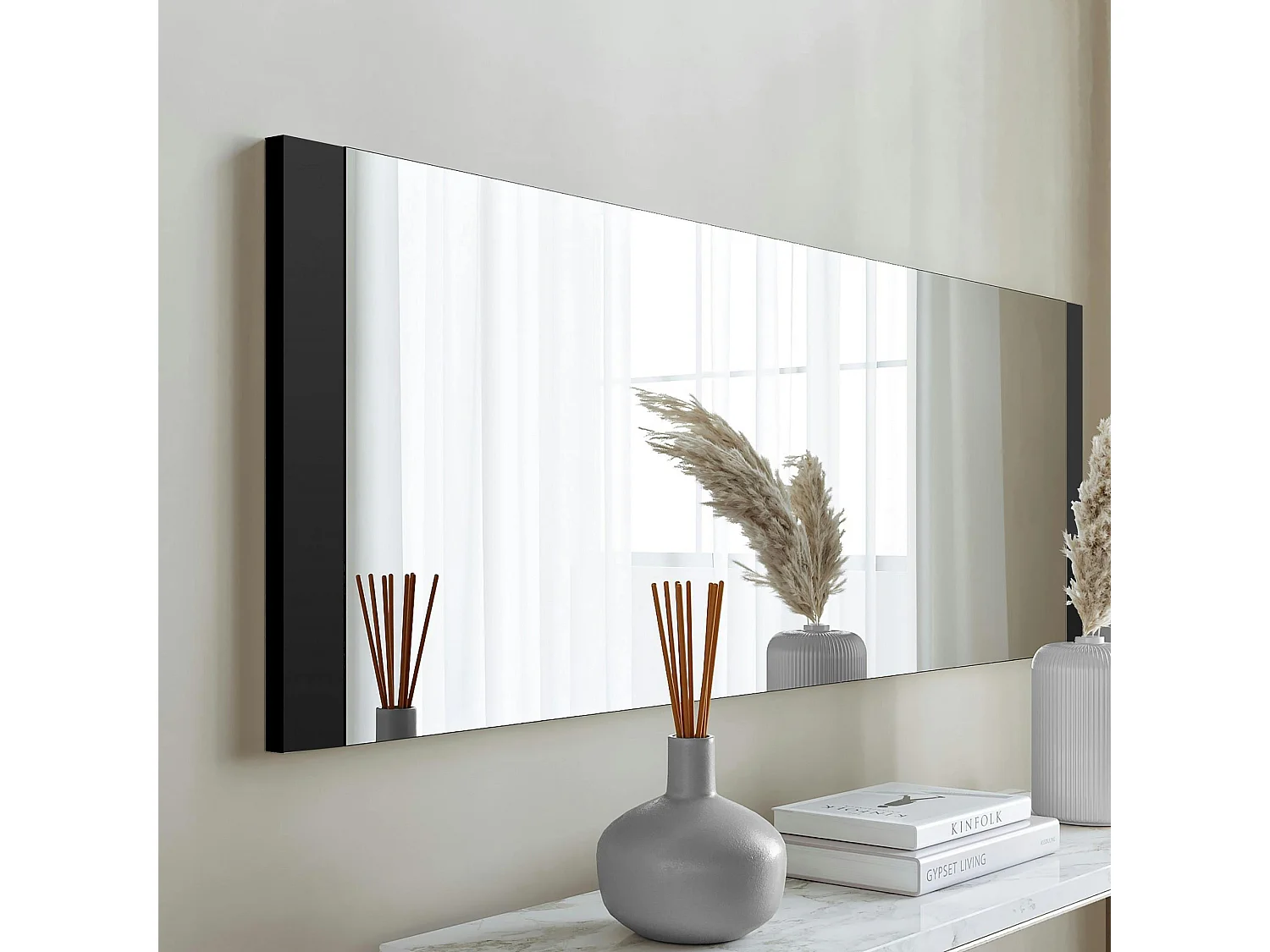 Miroir rectangulaire noir à suspendre ou poser 120 cm CODY