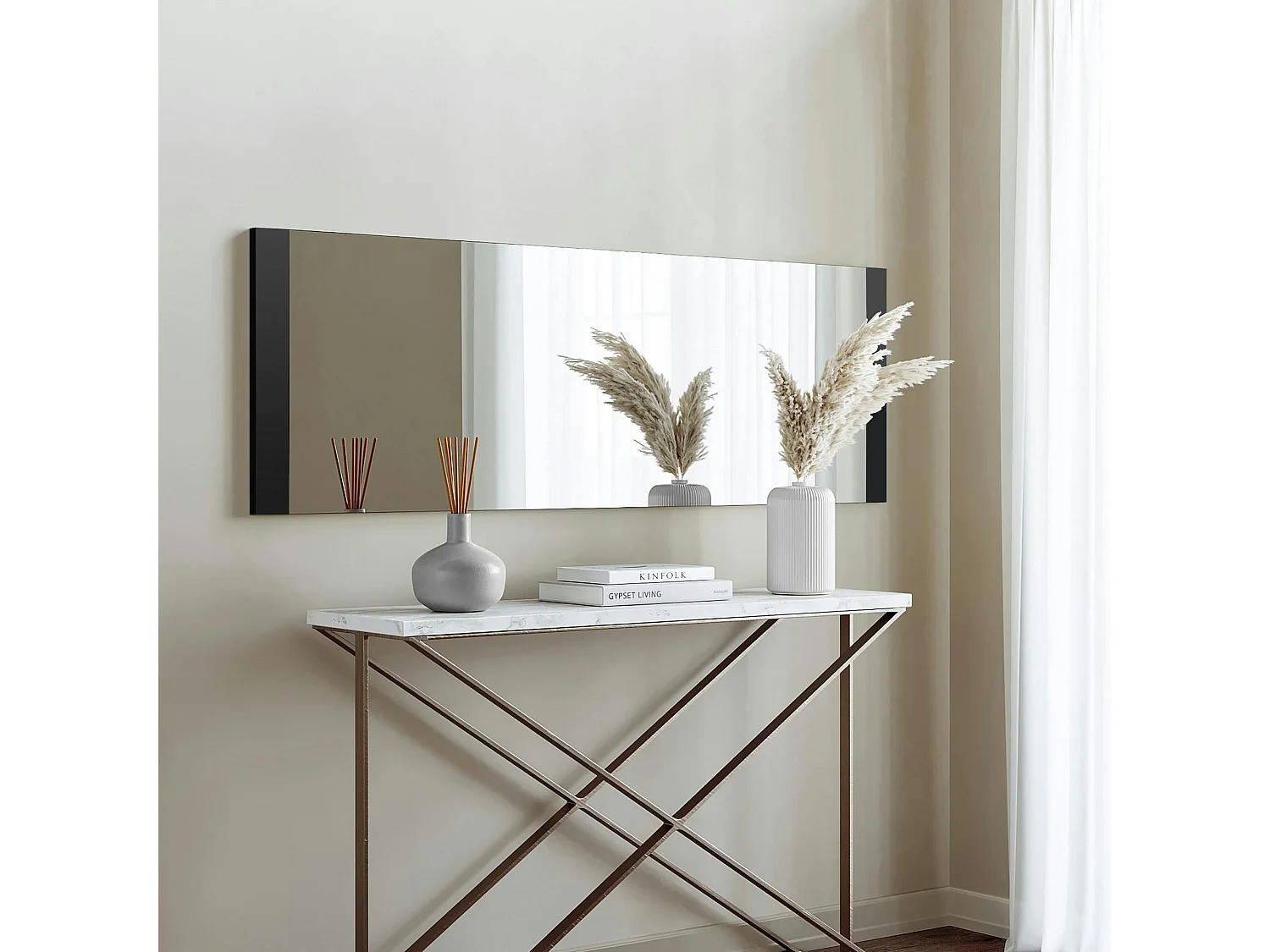 Miroir rectangulaire noir à suspendre ou poser 120 cm CODY