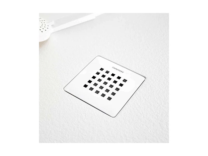Plato de ducha extraplano STRATO con superficie de pizarra, rectangular, blanco  80 x 140 cm