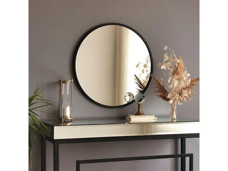 Miroir rond noir Ø60 cm - style moderne CODY