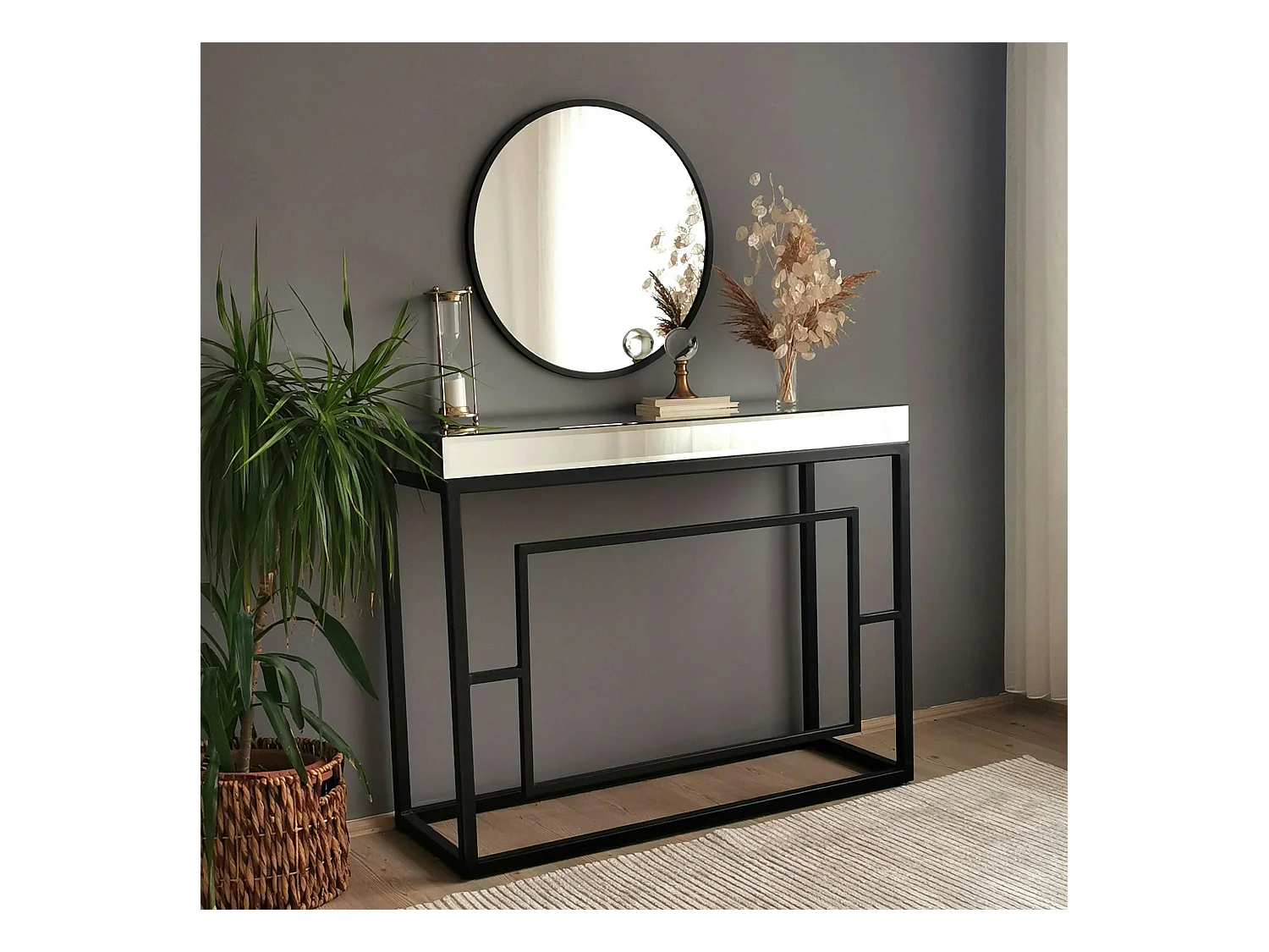 Miroir rond noir Ø60 cm - style moderne CODY