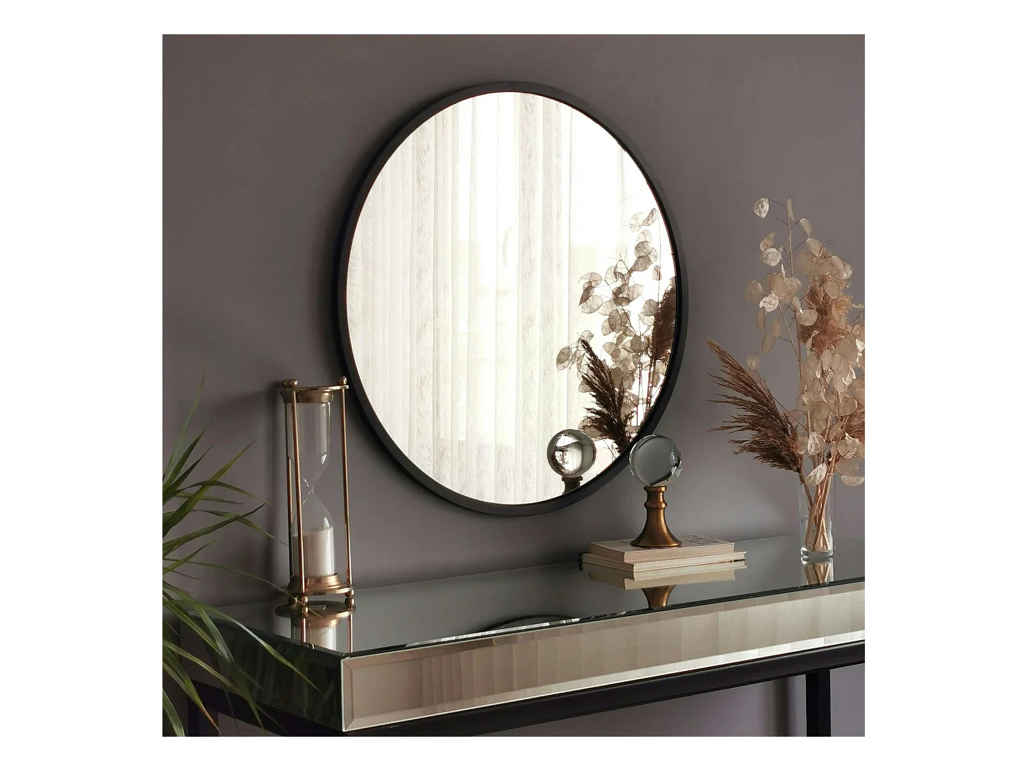 Miroir rond noir Ø60 cm - style moderne CODY