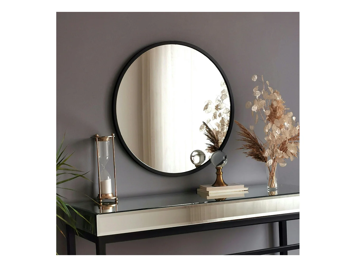 Miroir rond noir Ø60 cm - style moderne CODY