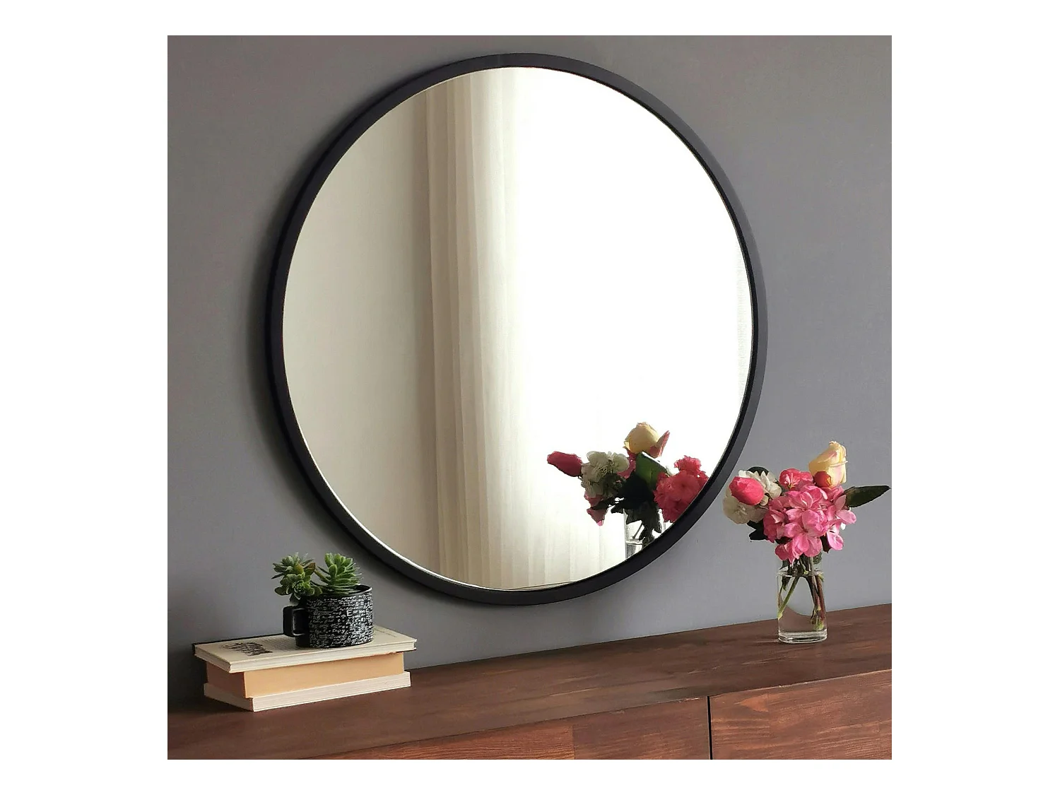 Miroir rond noir Ø60 cm - style moderne CODY