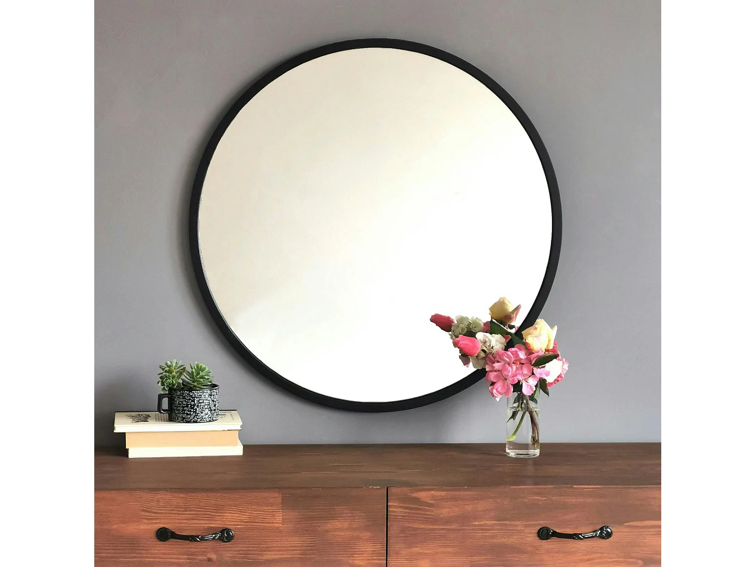 Miroir rond noir Ø60 cm - style moderne CODY