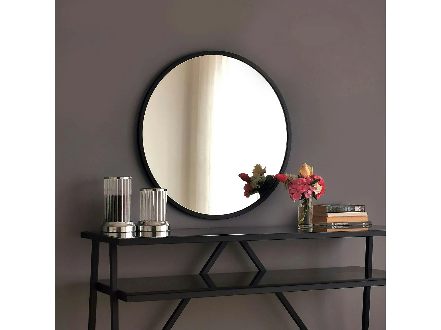 Miroir rond noir Ø60 cm - style moderne CODY