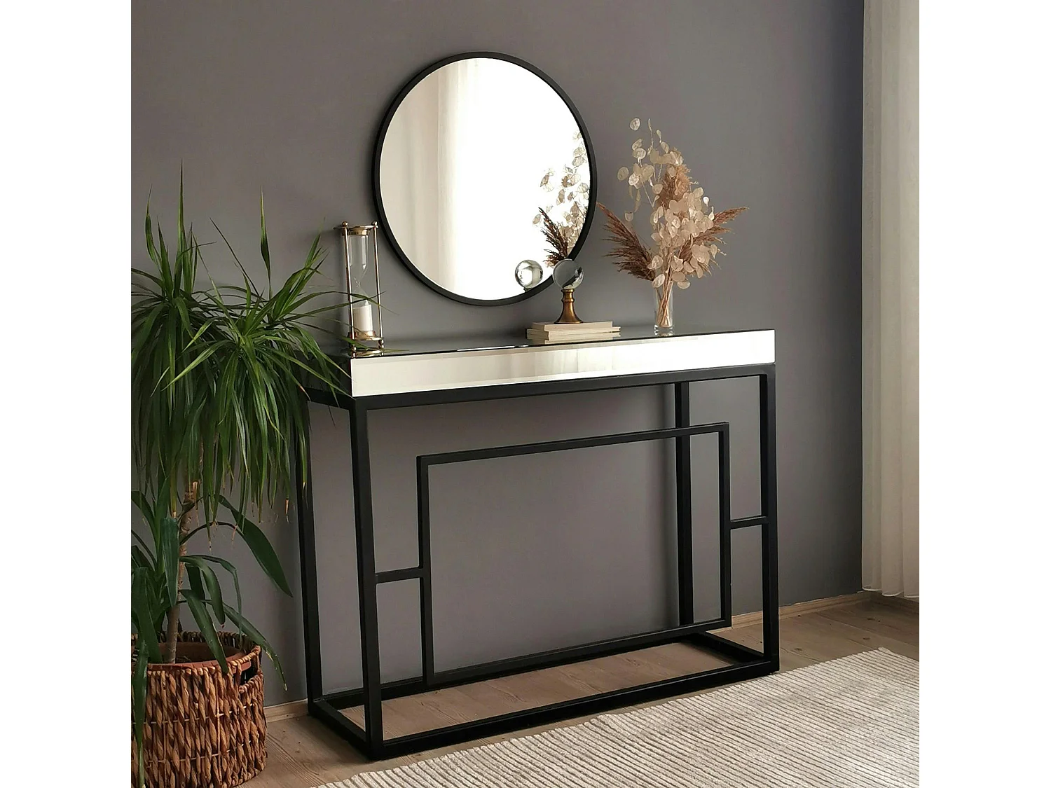 Miroir rond noir Ø60 cm - style moderne CODY