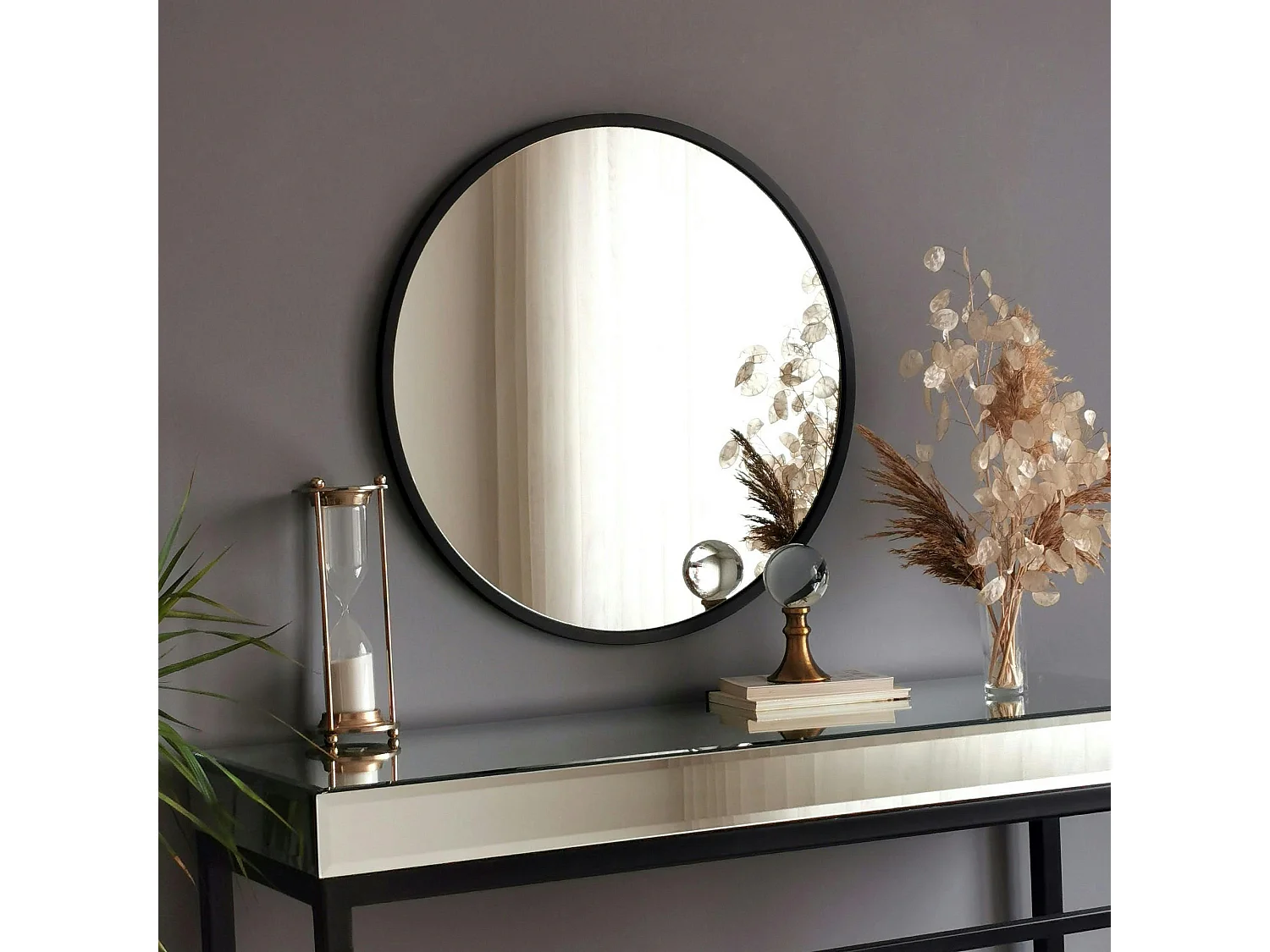 Miroir rond noir Ø60 cm - style moderne CODY