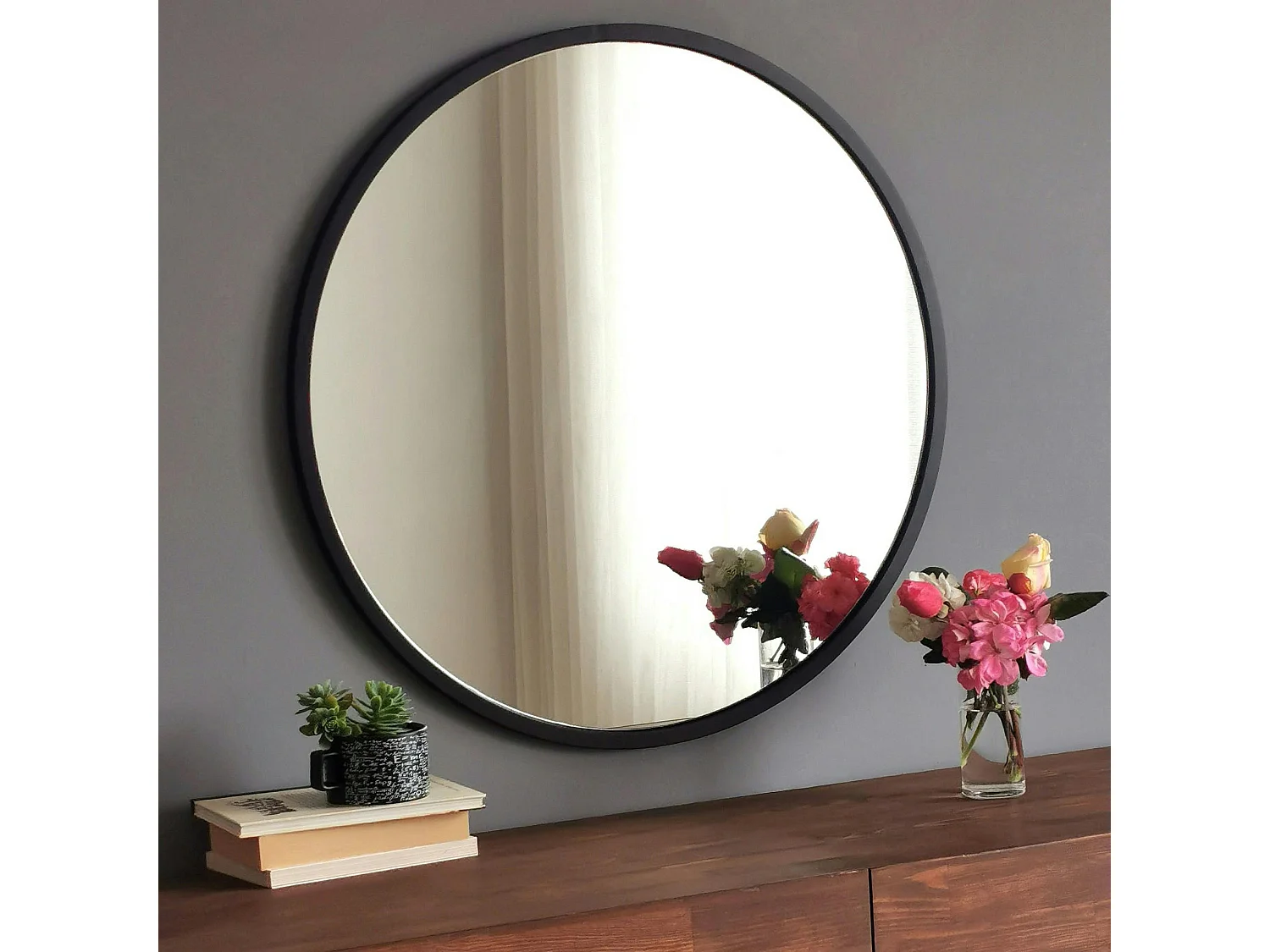 Miroir rond noir Ø60 cm - style moderne CODY