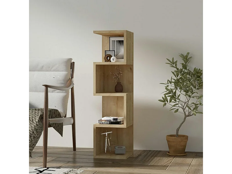 Étagère colonne design - effet bois clair MARFA