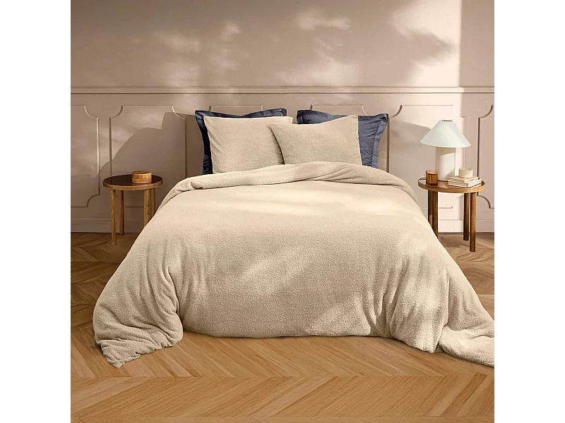 Parure de lit 240x220 bouclette sable Douceur d'Intérieur Helena
