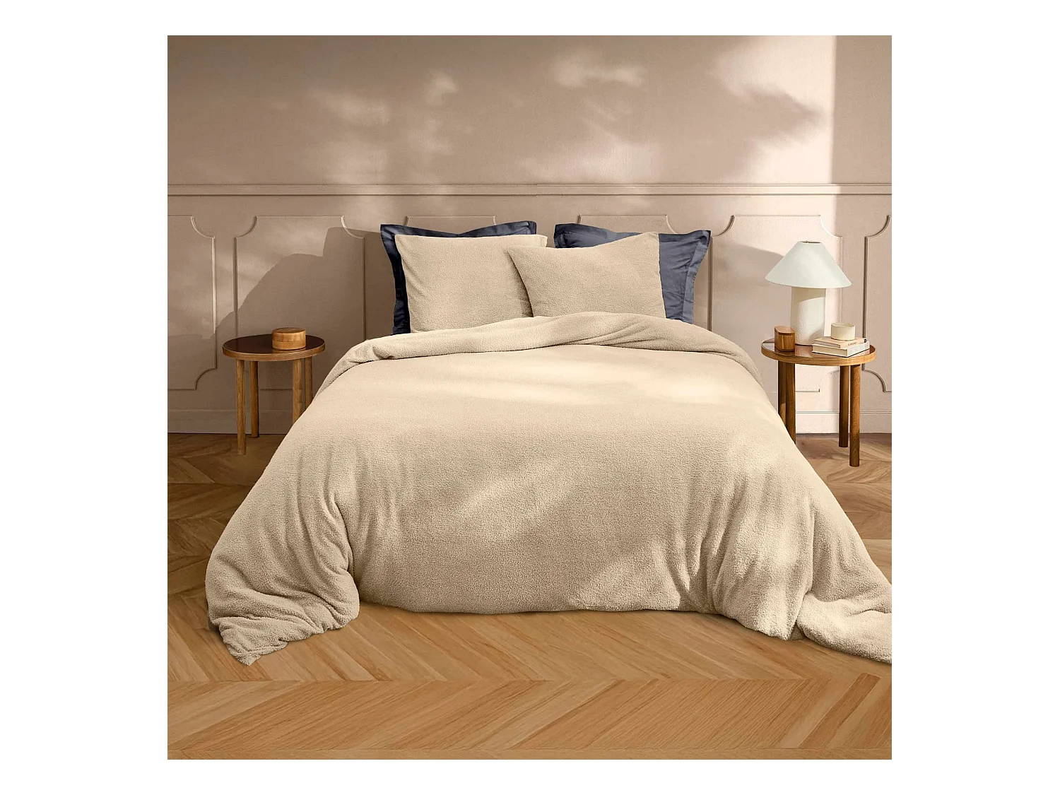 Parure de lit 240x220 bouclette sable Douceur d'Intérieur Helena