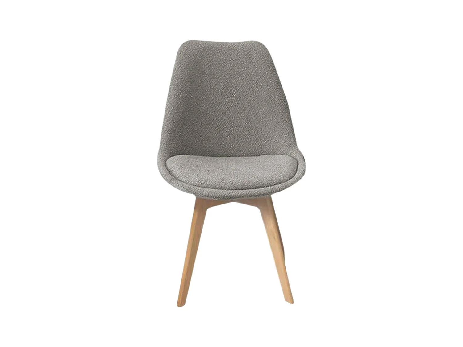 Lot de 4 chaises scandinaves revêtement bouclette texturée gris clair. pieds bois de hêtre - Nils